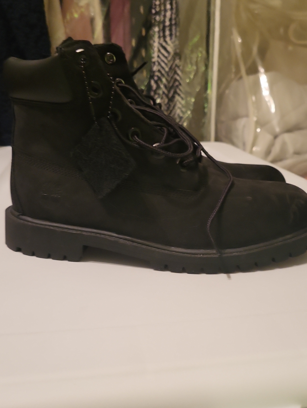 Timberkand Boy's Black Lace-Up Work Boots Size 6.